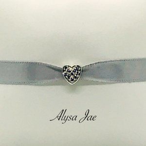 Heart with Purple CZ Accents European Bead, 925